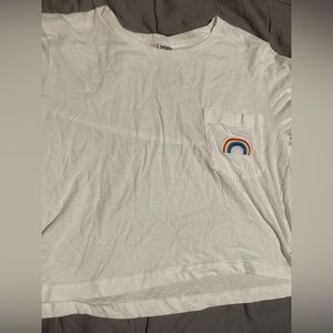 PINK short sleeve shirt with rainbow on pocket